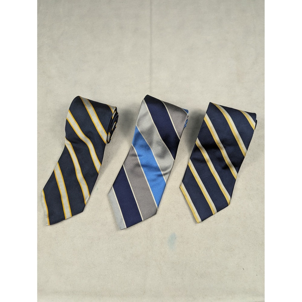 Lot of 3 Brooks Brothers All Silk Navy‎ Striped Mens Neck Ties